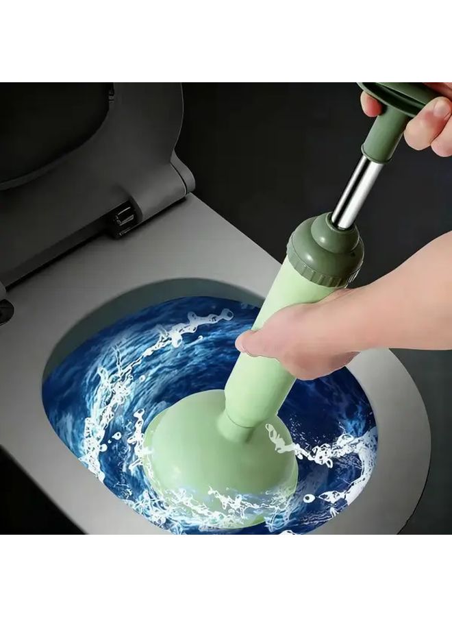 Green Heavy Duty Manual Toilet Clog Remover Powerful Suction Drain Cleaner Snake Tool - Image 2