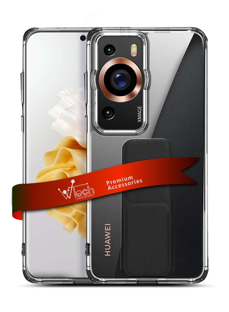 Wtech Huawei P60 Pro 4G 2023 TPU Hand Grip Air Pillow Case Cover - Clear/Black - Image 1