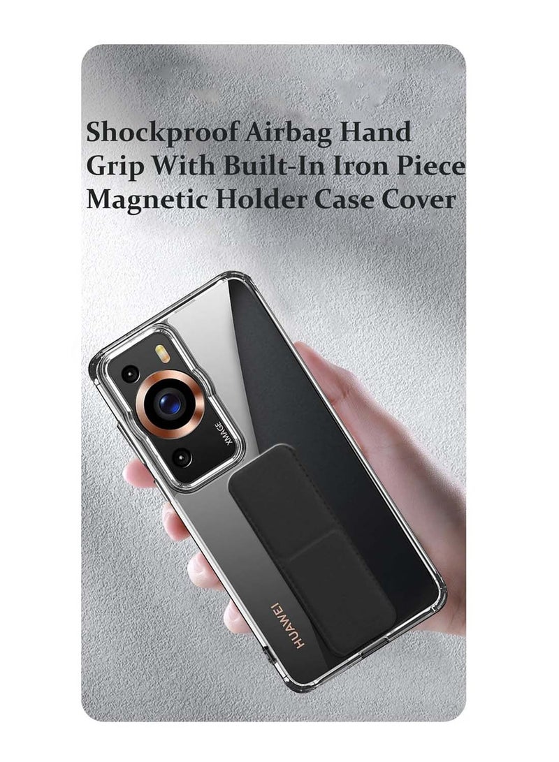 Wtech Huawei P60 Pro 4G 2023 TPU Hand Grip Air Pillow Case Cover - Clear/Black - Image 4