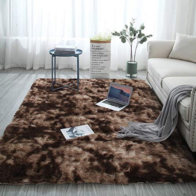 Home Decor Ultra Soft Modern Luxurious Thick Pile Square Rug - Brown 140x200cm - Image 1