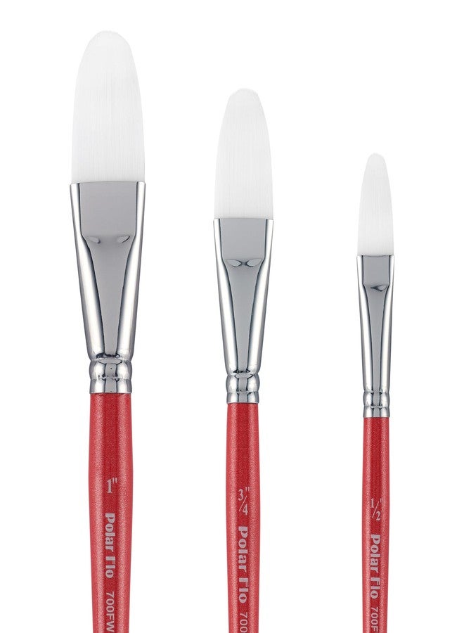 Creative Mark Polar Flo Professional Watercolor Brushes - Assorted Filbert Set of 3 - Short Handle, Nickel-Plated Seamless Ferrule - Image 1