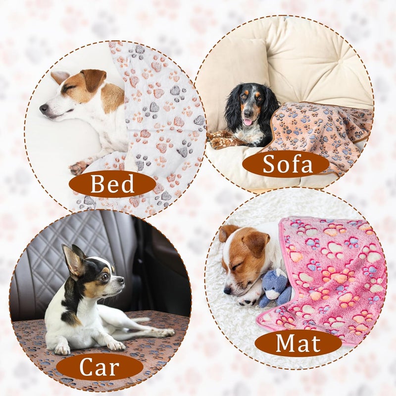 CADONO 1 Pack 3 Blankets Super Soft Fluffy Premium Fleece Pet Blanket Flannel Paw Printed Throw for Dog Puppy Cat (Medium 30x20'', Beige, Grey, Navy) - Image 4