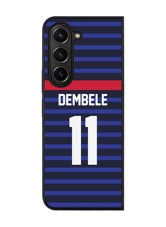 Stylizedd Rugged Black edge case for Samsung Galaxy Z Fold5, Slim fit Soft Case Flexible Rubber Edges Anti Drop TPU Gel Thin Cover -  Football Team - France, Player Name - Dembele - Image 1