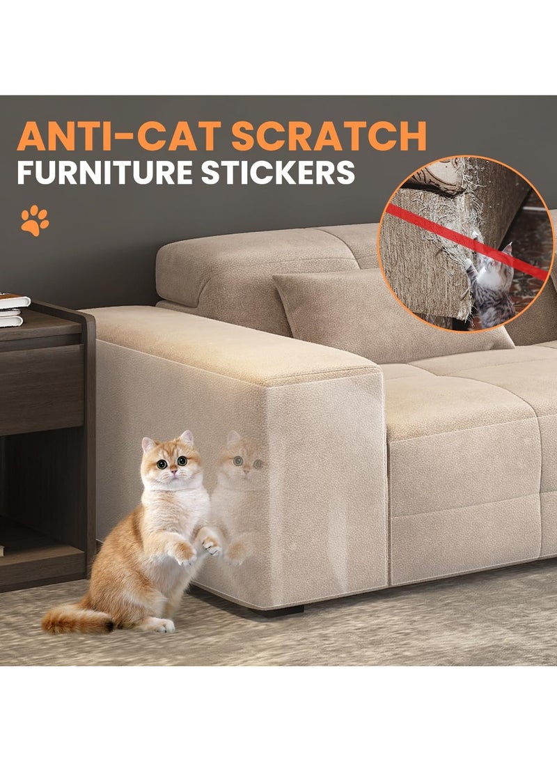 SYOSI 2Pcs Thicken Anti Cat Scratch Furniture Protector Scratch Deterrent Tape for Furniture Single Sided Sticky Couch cat Scratch Protector Couch Corner Protectors for Cats Cat Repellent Tape 118"x8" - Image 3