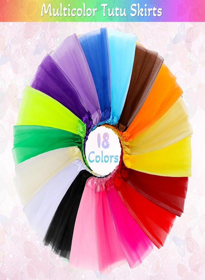 Hoemwarm 18 Pcs Girls Tutu - 3 Layers Multicolor Skirt for Toddlers, Princess Dresses, Dance Fluffy Tulle Skirt for Birthday Party Costume - Image 2