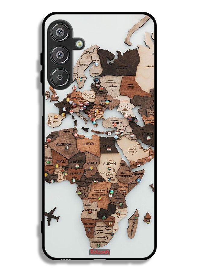 Tolwak Samsung Galaxy F36 Protective Case Cover World Map Art - Image 1