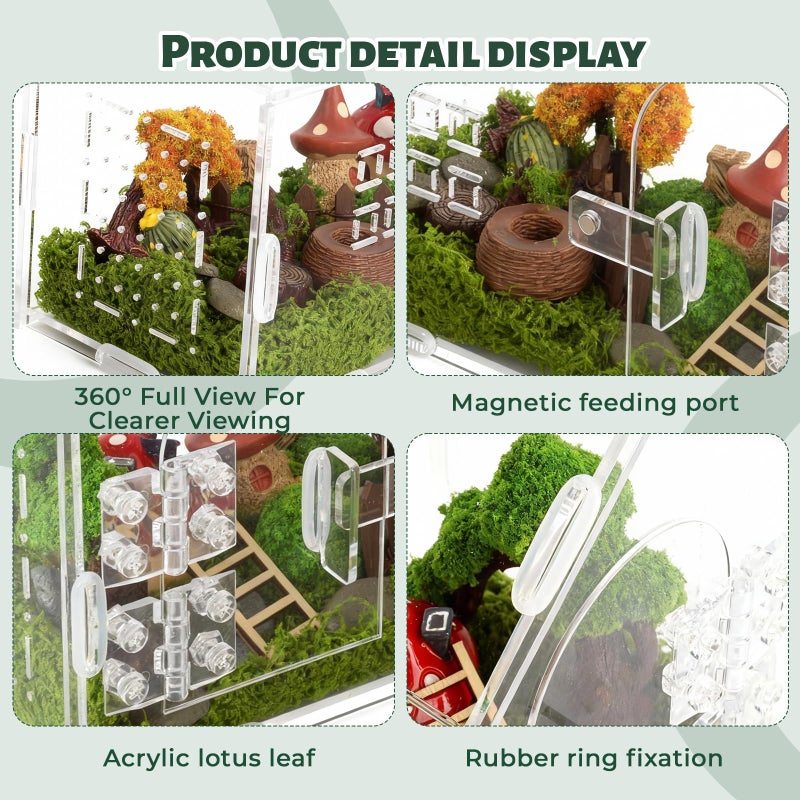 StyEdEk Jumping Spider Enclosure Small Acrylic Spider Cage Insect Terrarium Bug Enclosure Tarantula Enclosure Reptile Terrarium for Snail, Mantis, Lizard, and Small Reptiles - Big House Shape - Image 3