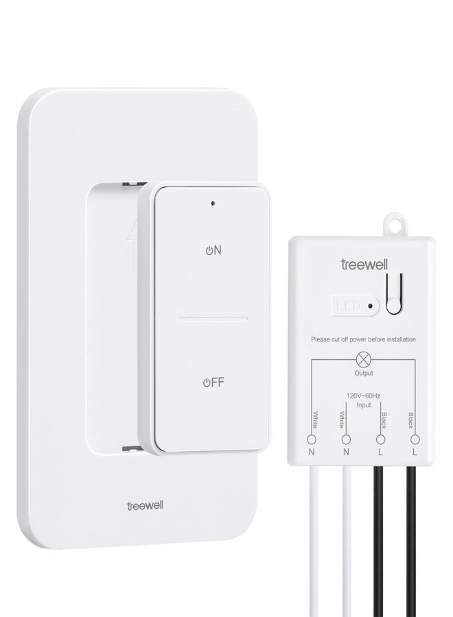 TREEWELL Wireless Light Switch and Receiver Kit, 200FT RF Range Remote Control Light Switch, No Rewiring, No Interference, Wireless Wall Switch, Ceiling Light, Fan, Lamp Programmed - Image 1