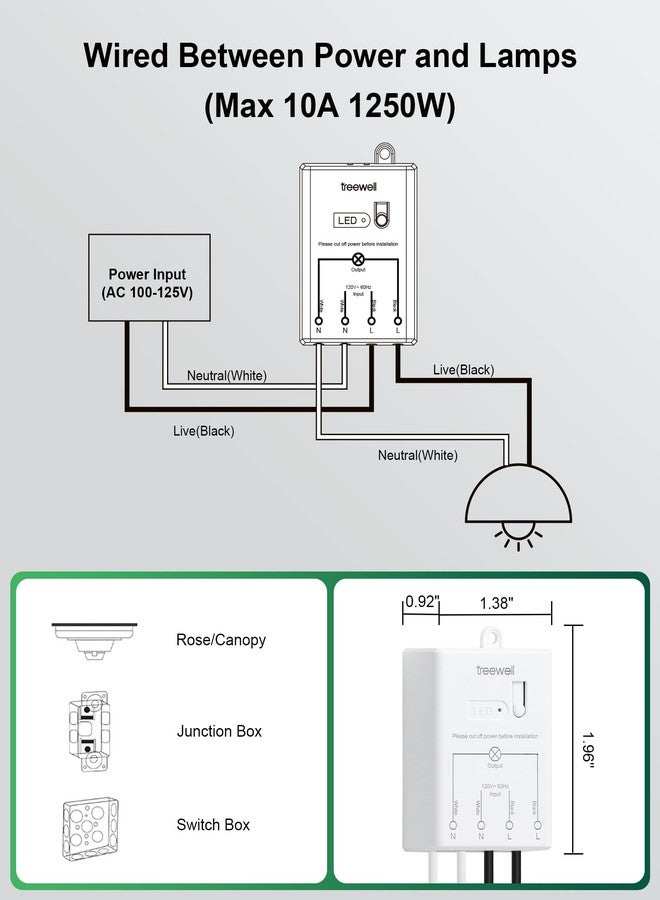 TREEWELL Wireless Light Switch and Receiver Kit, 200FT RF Range Remote Control Light Switch, No Rewiring, No Interference, Wireless Wall Switch, Ceiling Light, Fan, Lamp Programmed - Image 5