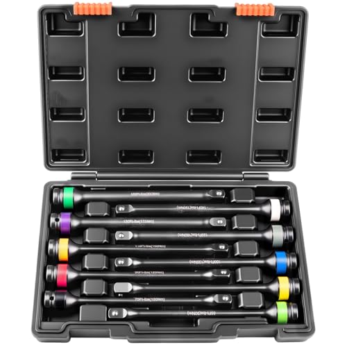 Siapupy Torque Limiting Extension Bar Kit, 10 Piece 1/2" Drive Torque Wrench Set with Color-Coded Torque Sticks (65-150 Ft-Lbs), Compatible with 1/2" Drive Tools for Lug Nuts, Automotive Repair - Image 1