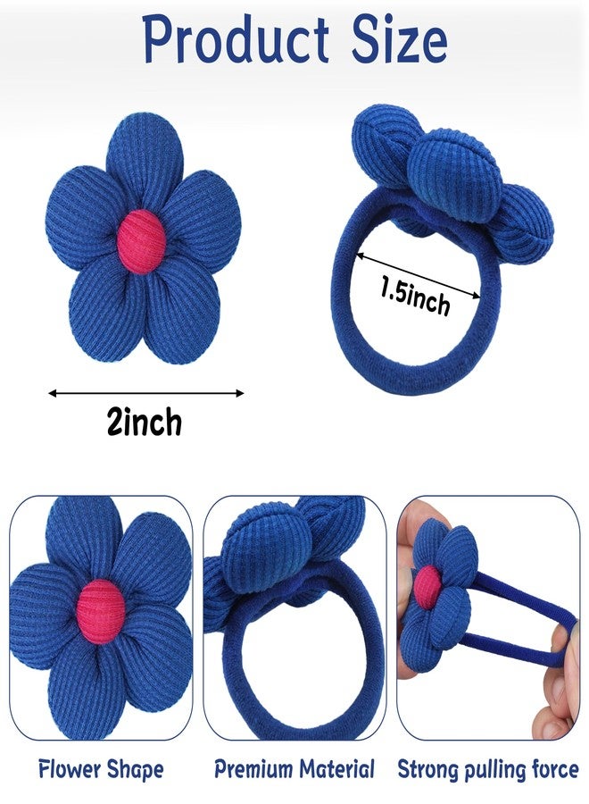 CÉLLOT 10PCS Flower Hair Ties,4cm in Diameter Seamless Nylon Bands, Normal Ponytail Holders for Girls,Teens and Women - Image 3