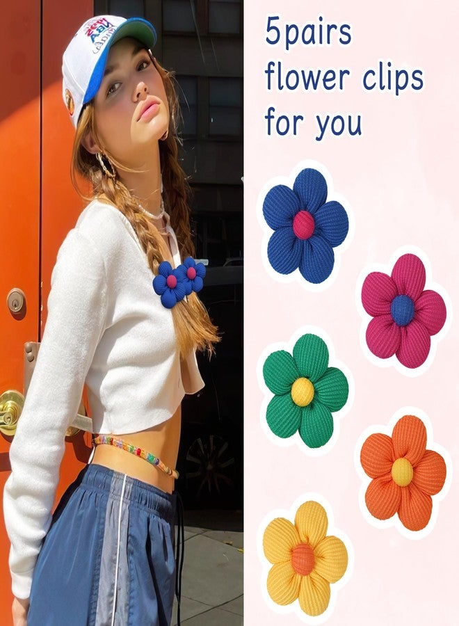 CÉLLOT 10PCS Flower Hair Ties,4cm in Diameter Seamless Nylon Bands, Normal Ponytail Holders for Girls,Teens and Women - Image 4