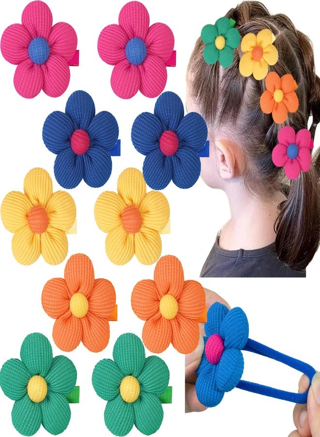 CÉLLOT 10PCS Flower Hair Ties,4cm in Diameter Seamless Nylon Bands, Normal Ponytail Holders for Girls,Teens and Women - Image 1