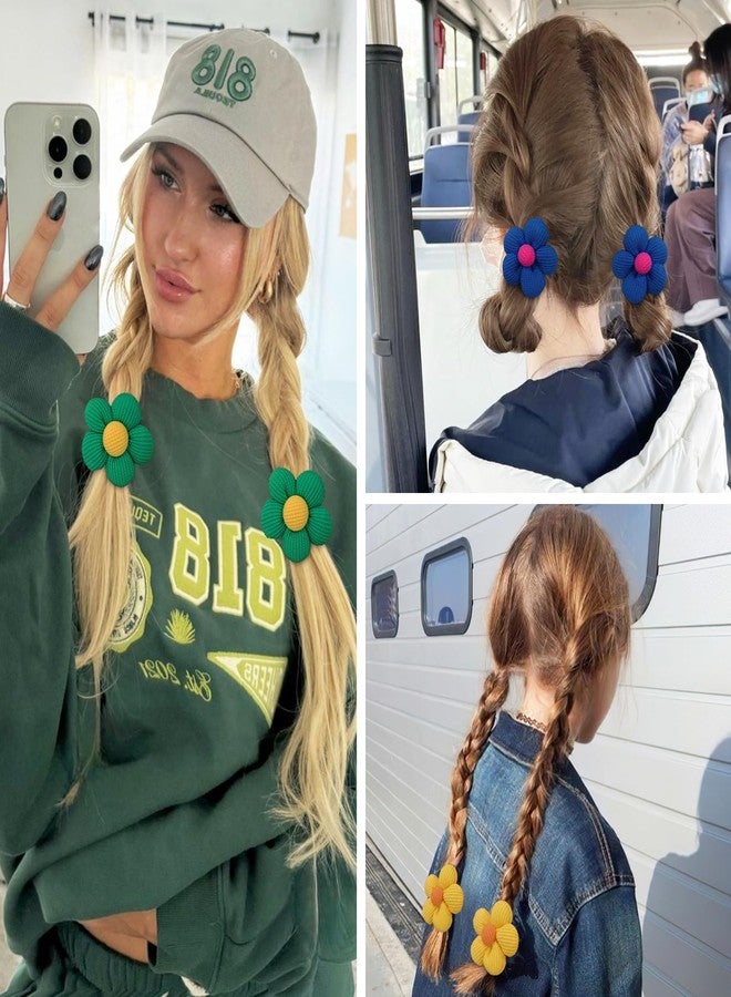 CÉLLOT 10PCS Flower Hair Ties,4cm in Diameter Seamless Nylon Bands, Normal Ponytail Holders for Girls,Teens and Women - Image 5
