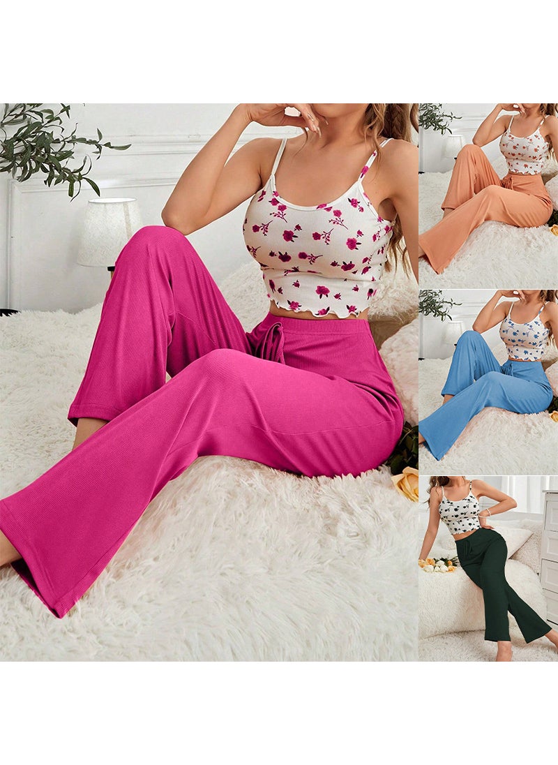 Generic - 2024 TEMU Lounge Set Comfy Sleeveless Top Pants Pajamas Blue - Image 1