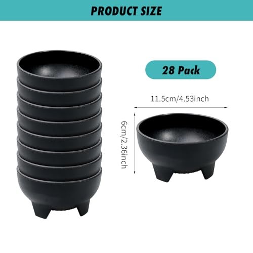 TANEMUDO 28 Pack 10.6 oz Mexican Salsa Bowls, Small Guacamole Containers, Plastic Salsa Bowl for Serving Parties, Chips, Dip, Nuts, Candy, and Sauce Set - Image 2