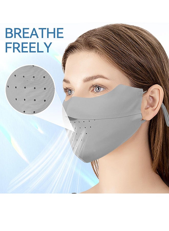 Wffo 5 Pcs Breathable Ice Silk Face Masks Set - UV Face Mask - Sun Protection - Sports Face Mask - Breathable Mesh Face Cover - Dust Proof Sun Protection Fabric Face Covering - Washable, Reusable - for Running Fishing Golf Sports Face Shield (Pink/Blue/Light Grey/Dark Grey/Black) - Image 4