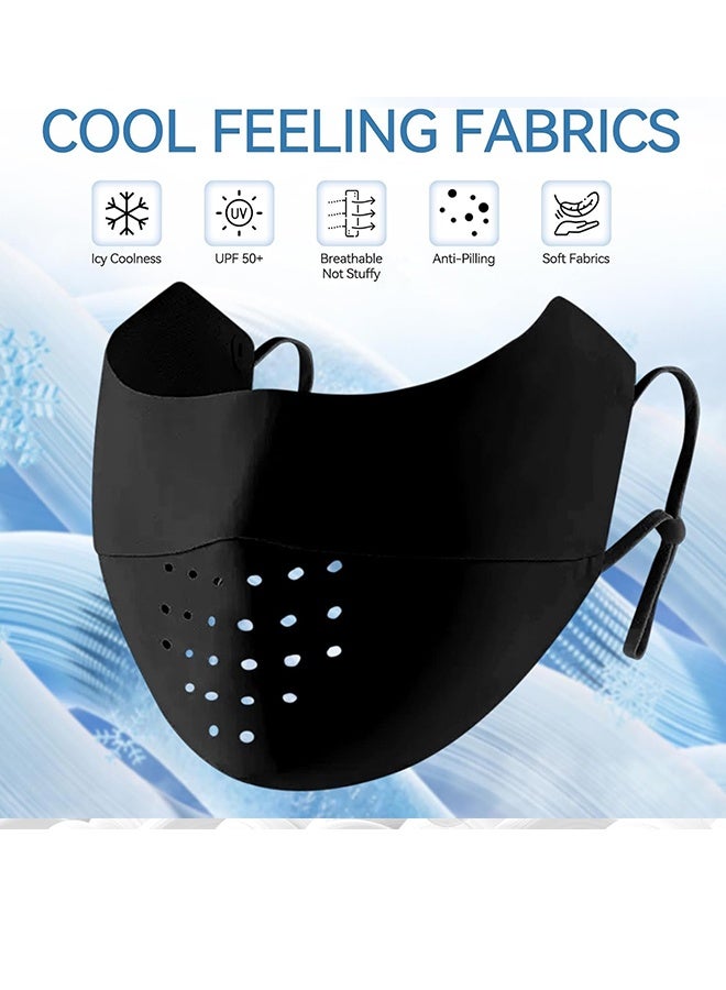 Wffo 5 Pcs Breathable Ice Silk Face Masks Set - UV Face Mask - Sun Protection - Sports Face Mask - Breathable Mesh Face Cover - Dust Proof Sun Protection Fabric Face Covering - Washable, Reusable - for Running Fishing Golf Sports Face Shield (Pink/Blue/Light Grey/Dark Grey/Black) - Image 3