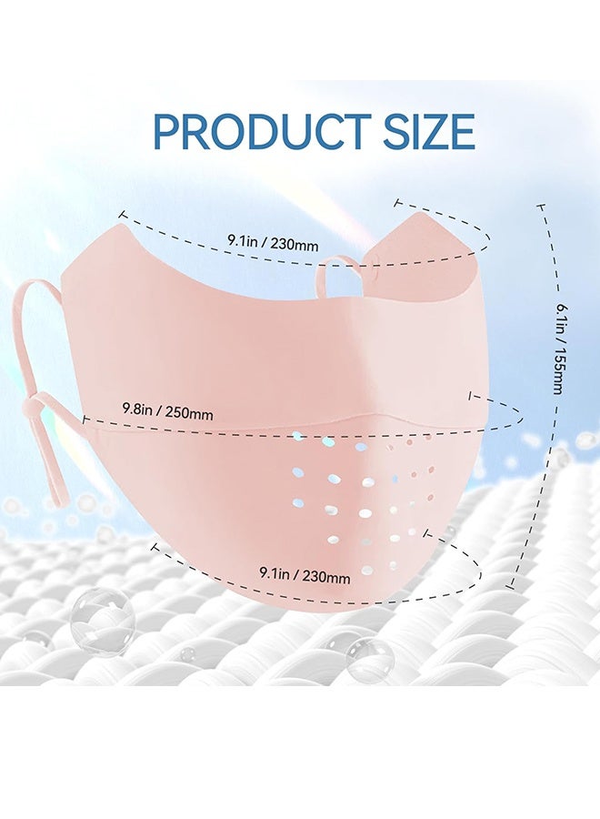 Wffo 5 Pcs Breathable Ice Silk Face Masks Set - UV Face Mask - Sun Protection - Sports Face Mask - Breathable Mesh Face Cover - Dust Proof Sun Protection Fabric Face Covering - Washable, Reusable - for Running Fishing Golf Sports Face Shield (Pink/Blue/Light Grey/Dark Grey/Black) - Image 2