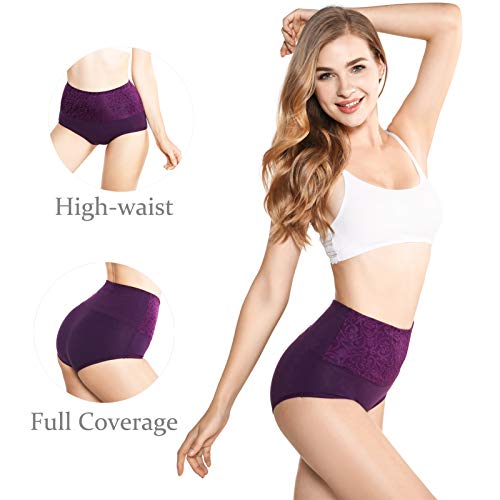Kinyanco 5-Pack High Waist Tummy Control Panties for Women, Cotton Underwear No Muffin Top Shapewear Brief Panties (5-Pack, Small) - Image 3