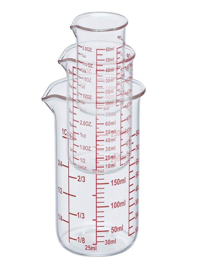 Ackers BORO3.3 Ackers High Borosilicate Glass Measuring Cup Set with Pour Spout,60ml(2OZ),120ml(4OZ), 250ml(8OZ) Glass Measuring Beaker for Kitchen or Restaurant, Easy to Read - Image 3