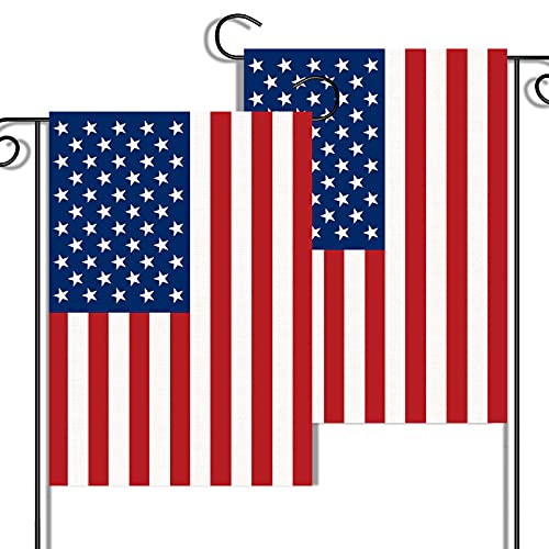 sticro 2 Pack American Flag Garden Flags, 12” x 18” Double-Sided Patriotic Garden Flag Vibrant Color, Memorial Day 4th Of July Banner Outdoor Decor Yard Sign - Image 1