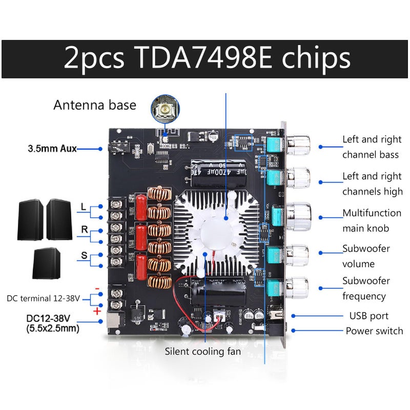 Dual Channel 160W Bluetooth 5 1 Audio Amplifier Board Module with Bass Treble Control - Image 5