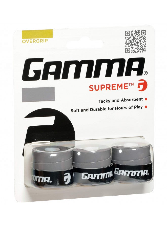 GAMMA Sports Supreme Overgrip for Tennis, Pickleball, Squash, Badminton, and Racquetball Racquets, 3-Pack, Grey - Image 4