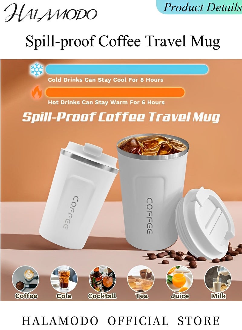 هالامودو كوب سفر معزول ومفرغ من الفولاذ المقاوم للصدأ سعة 17 أونصة مقاوم للانسكاب مع غطاء كوب تخييم قابل لإعادة الاستخدام للقهوة والشاي - Image 3