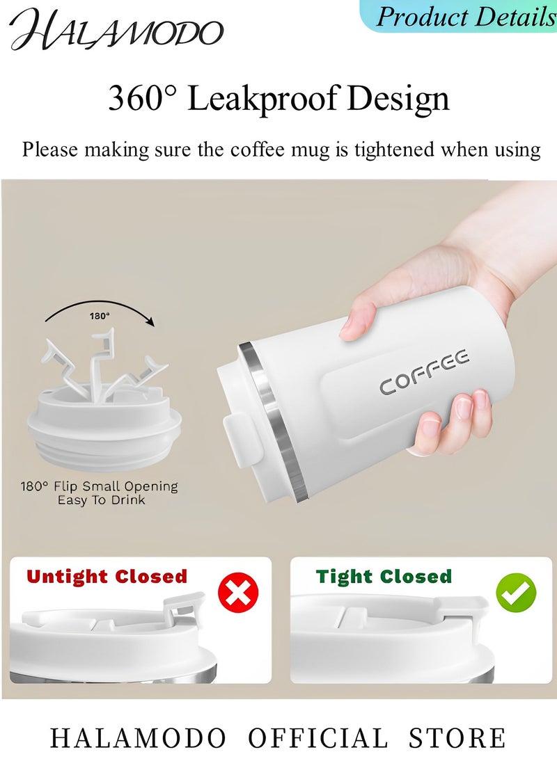 هالامودو كوب سفر معزول ومفرغ من الفولاذ المقاوم للصدأ سعة 17 أونصة مقاوم للانسكاب مع غطاء كوب تخييم قابل لإعادة الاستخدام للقهوة والشاي - Image 4