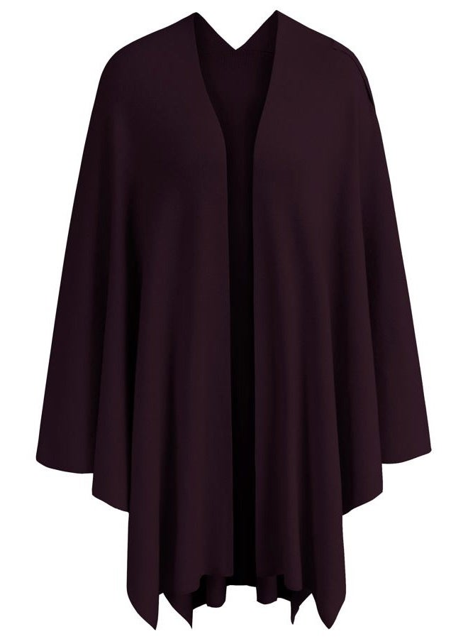 Puli Womens Large Cross Front Poncho Sweater Wrap Topper Knitted Elegant Shawls Cape for Fall Winter, 1-burgundy, One size - Image 5