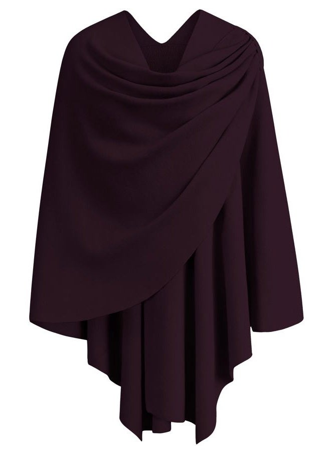Puli Womens Large Cross Front Poncho Sweater Wrap Topper Knitted Elegant Shawls Cape for Fall Winter, 1-burgundy, One size - Image 1