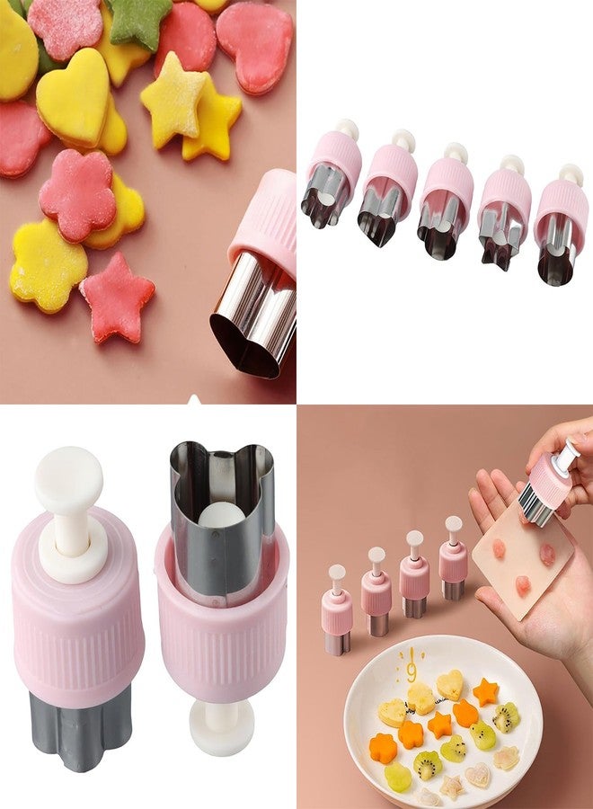 hobbyme Stainless Steel Mini Cookie Cutters Cake & Pastry Rings Vegetable Cutters Shapes 5 PCS DIY Fruit Stamps Mold - Image 2