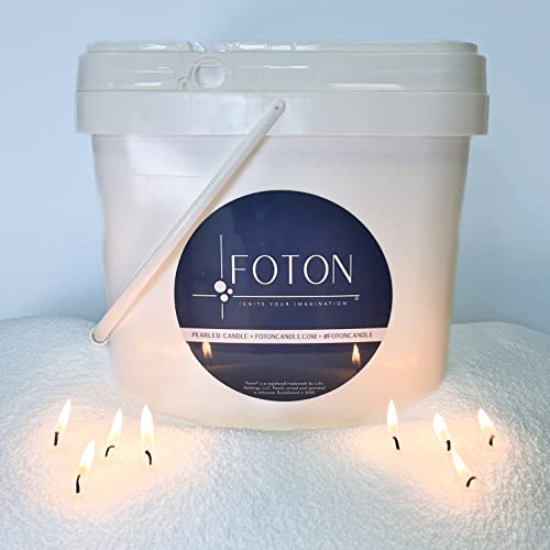 Foton شمعة فتون اللؤلؤ 9 رطل - شموع غير معطرة غير سامة فاخرة تدوم طويلاً - رمل شمعة قابلة لإعادة التعبئة مع 100 فتيل لصنع الشموع - Image 1