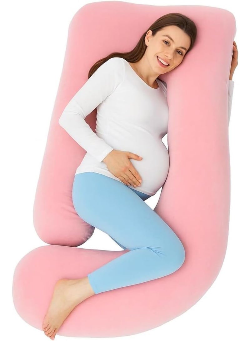 Pregnancy Pillow, Full Body Maternity Pillow for Pregnant Women, Sleeping Support for Back, Hips, Legs, Belly, Pain Relief, Ergonomic Orthopedic Cushion (Pink) - Image 1