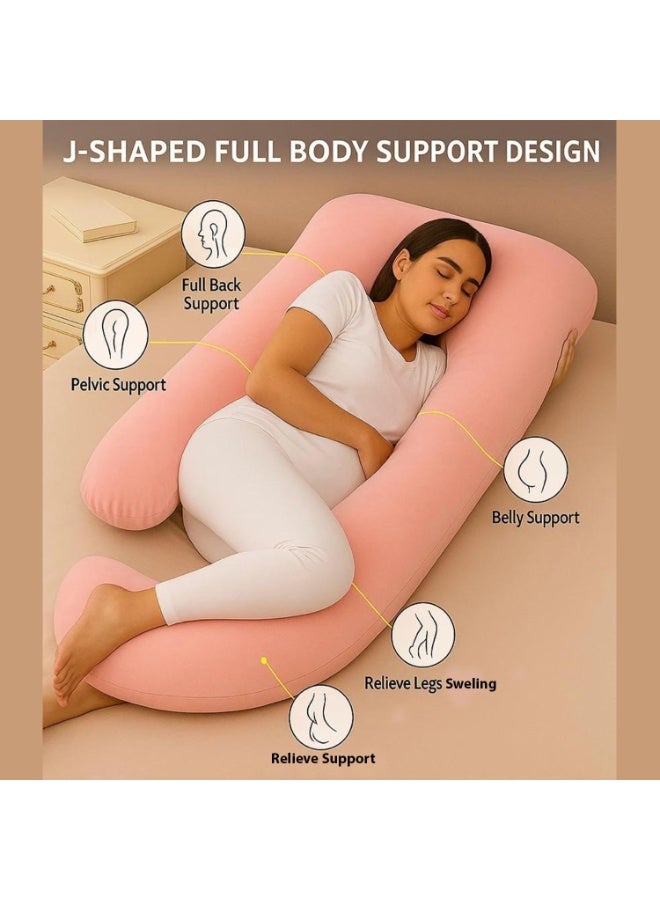 Pregnancy Pillow, Full Body Maternity Pillow for Pregnant Women, Sleeping Support for Back, Hips, Legs, Belly, Pain Relief, Ergonomic Orthopedic Cushion (Pink) - Image 5