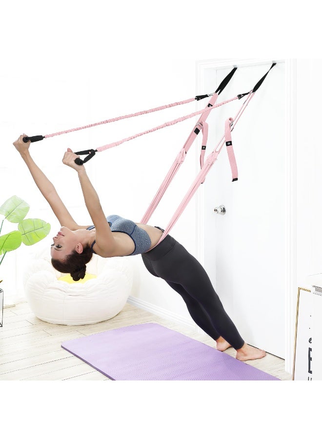 كيلا حزام تمديد اليوجا، حزام تمديد اليوجا المساعد لثني الساق والخصر والظهر، إصدار مطور مع مرساة باب وحبل مقاومة وحزام تمديد ومدرب انقلاب للرقص والبيلاتس واليوجا الجوية واللياقة البدنية - Image 1