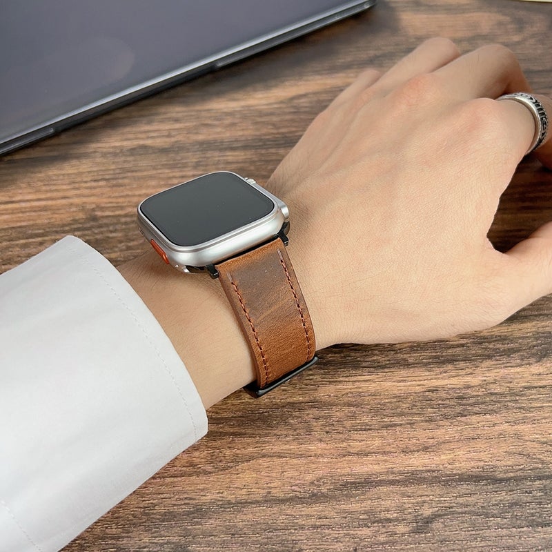 erorex For Apple Watch Se 40Mm Retro Texture Leather Watch Band(Brown) - Image 5