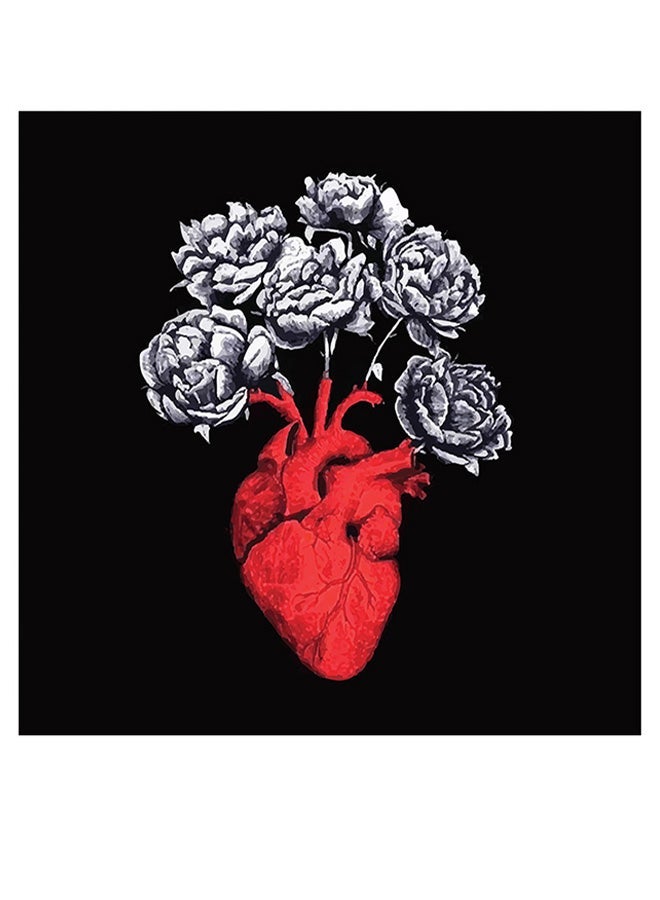 RYN Heart Themed Wall Art White/Black/Red 30x30cm - Image 1