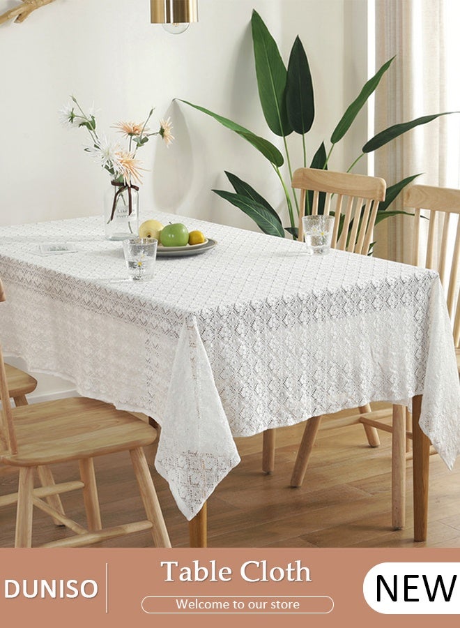 DUNISO ريفي نمط مفرش المائدة الكروشيه الجوف تحديد الموقع للمطبخ طاولة القهوة طاولة طعام حفل زفاف منضدية الديكور 140*180 سنتيمتر - Image 1