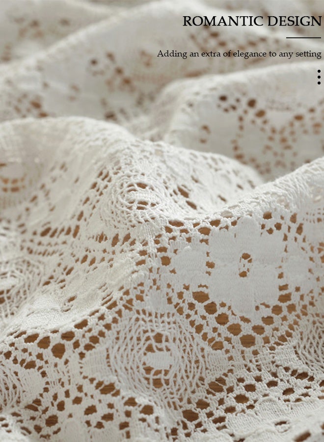 DUNISO ريفي نمط مفرش المائدة الكروشيه الجوف تحديد الموقع للمطبخ طاولة القهوة طاولة طعام حفل زفاف منضدية الديكور 140*180 سنتيمتر - Image 2