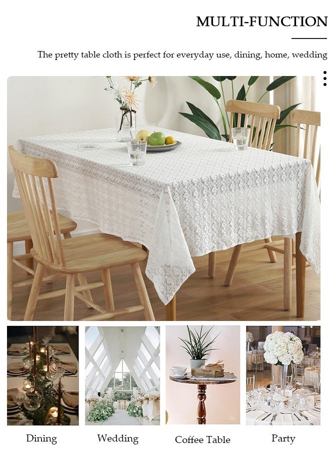 DUNISO ريفي نمط مفرش المائدة الكروشيه الجوف تحديد الموقع للمطبخ طاولة القهوة طاولة طعام حفل زفاف منضدية الديكور 140*180 سنتيمتر - Image 4