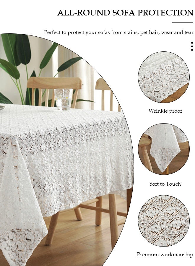 DUNISO ريفي نمط مفرش المائدة الكروشيه الجوف تحديد الموقع للمطبخ طاولة القهوة طاولة طعام حفل زفاف منضدية الديكور 140*180 سنتيمتر - Image 5