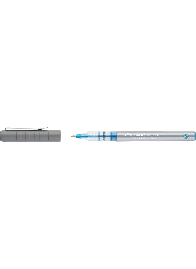 FABER-CASTELL - Free Ink Roller Ball Pen Pack Of 12 0.7 Mm Ball Diameter Color Light Blue - Image 1