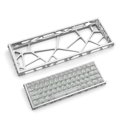 kutethy KY60 Hollow Out Aluminum Keyboard Case,60% Mechanical Keyboard Shell Custom Keyboard Barebones Compatible with Wooting60 Mad60 Win60 GH60 60HE (Silver) - Image 1