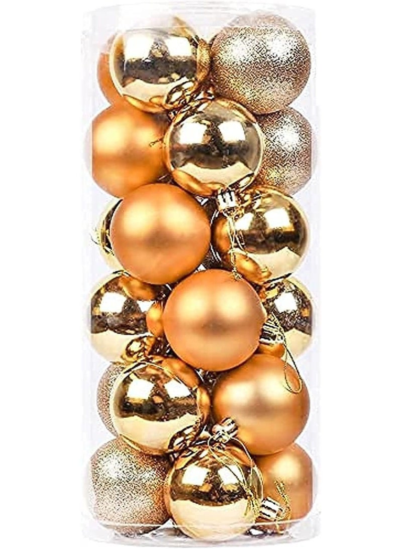 أس تس إل زينة معلقة على شكل كرة شجرة عيد الميلاد، ديكورات منزلية ذهبية، 24 قطعة، 6 سم - Image 1