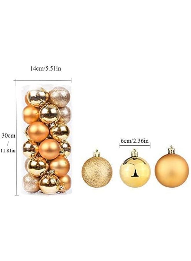 أس تس إل زينة معلقة على شكل كرة شجرة عيد الميلاد، ديكورات منزلية ذهبية، 24 قطعة، 6 سم - Image 3