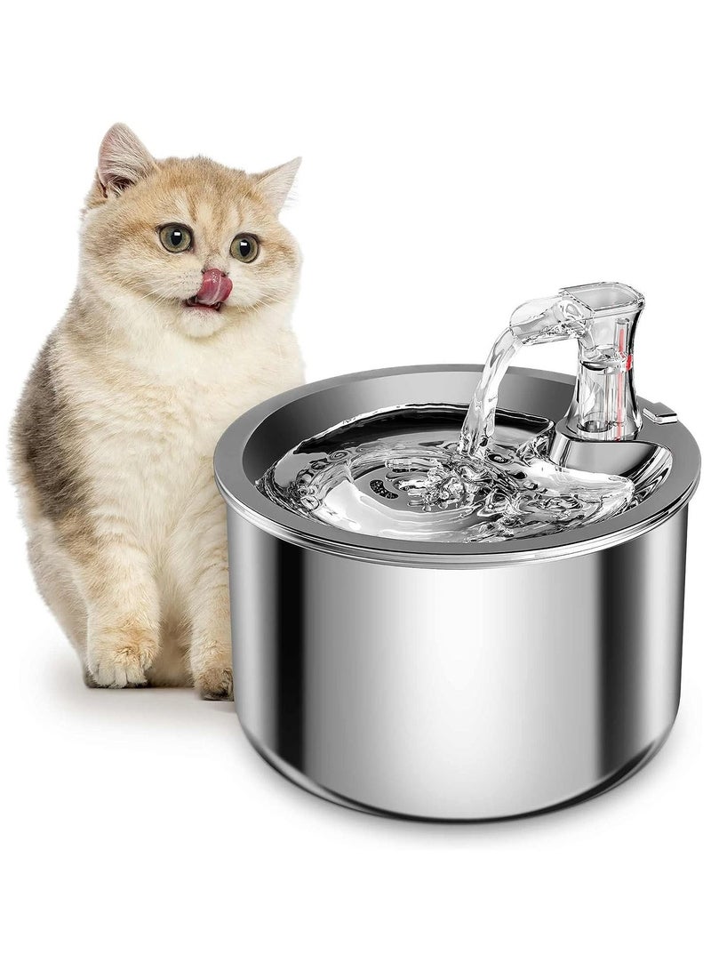 Auto Sensing Cat Drinking Water Fountain Silver color Constant Heating and Filterate Big Capacity Pet Food Bowl 304 Stainless Steel Visual Water Level Quiet - Image 1