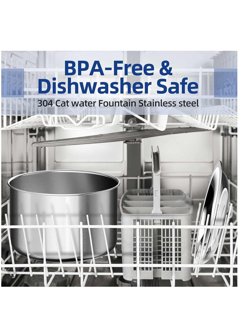 Auto Sensing Cat Drinking Water Fountain Silver color Constant Heating and Filterate Big Capacity Pet Food Bowl 304 Stainless Steel Visual Water Level Quiet - Image 5