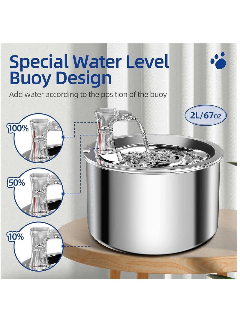 Auto Sensing Cat Drinking Water Fountain Silver color Constant Heating and Filterate Big Capacity Pet Food Bowl 304 Stainless Steel Visual Water Level Quiet - Image 2